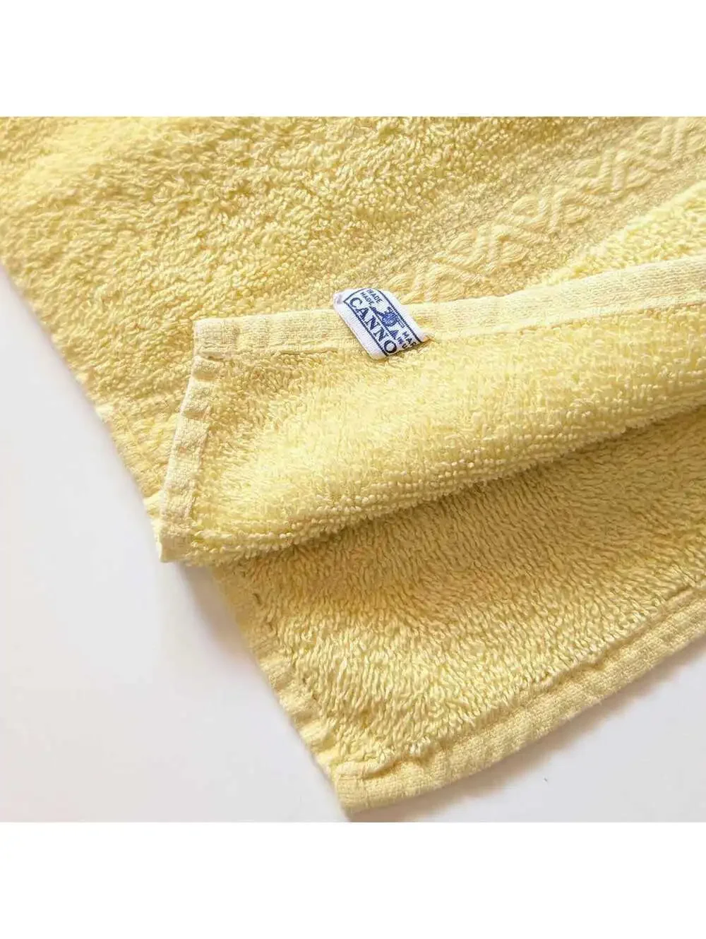 Vintage Yellow Bath Towel with Red Crochet Rose Applique